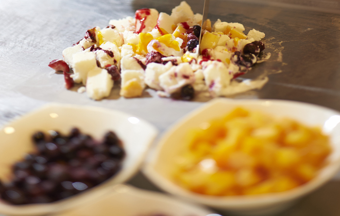 朝食ビュッフェの料理