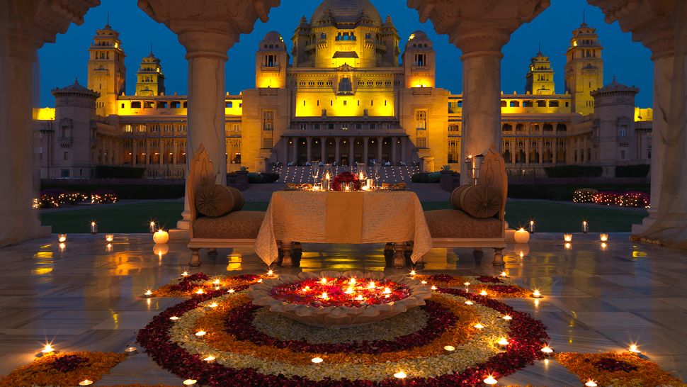 ウメイド・バワン・パレス Umaid Bhawan Palaceの夜の風景