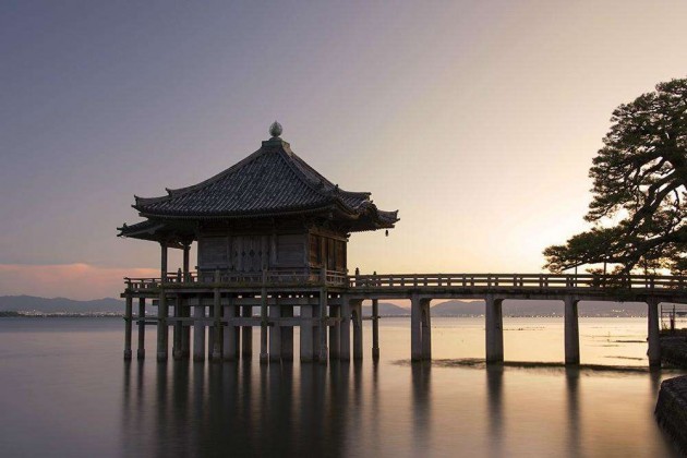 大津市　浮御堂 夕焼け